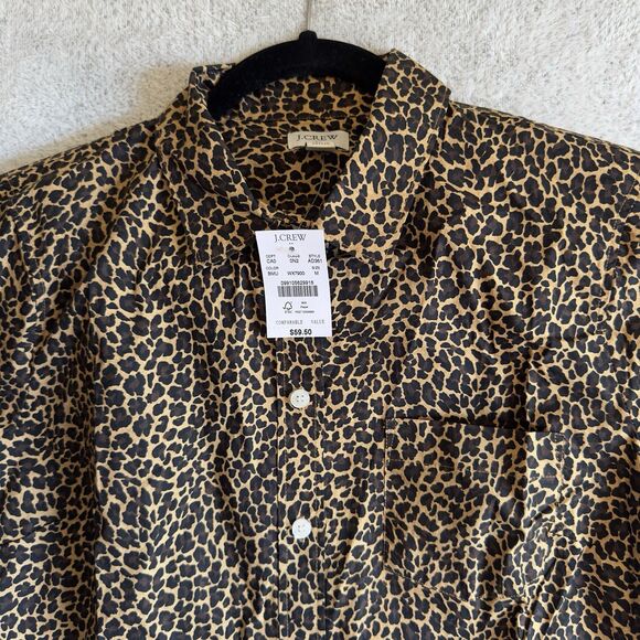 J. Crew Women's Medium Shirt Animal Leopard Cheetah Print Blouse Button Front - Picture 2 of 8